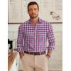 COOFANDY Men’s Long Sleeve Plaid Button Down Cotton Wrinkle Free Dress Shirt(Navy Red Plaid)