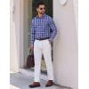 COOFANDY Men’s Long Sleeve Plaid Button Down Cotton Wrinkle Free Dress Shirt(Navy White Plaid)