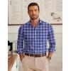 COOFANDY Men’s Long Sleeve Plaid Button Down Cotton Wrinkle Free Dress Shirt(Navy White Plaid)