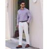 COOFANDY Men’s Long Sleeve Plaid Button Down Cotton Wrinkle Free Dress Shirt(White Red Plaid)