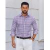 COOFANDY Men’s Long Sleeve Plaid Button Down Cotton Wrinkle Free Dress Shirt(White Red Plaid)