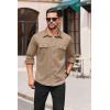 COOFANDY Mens Long Sleeve Shirts Casual Button Down Shirt Wrinkle Free Dress Shirt with Pocket(Light Brown)