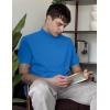 COOFANDY Mens Mock Turtleneck Shirts Casual Premium Cotton Short Sleeve Shirt Basic Half Neck T-Shirts(Blue)