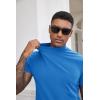 COOFANDY Mens Mock Turtleneck Shirts Casual Premium Cotton Short Sleeve Shirt Basic Half Neck T-Shirts(Blue)