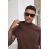 COOFANDY Mens Mock Turtleneck Shirts Casual Premium Cotton Short Sleeve Shirt Basic Half Neck T-Shirts(Brown)