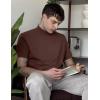 COOFANDY Mens Mock Turtleneck Shirts Casual Premium Cotton Short Sleeve Shirt Basic Half Neck T-Shirts(Brown)