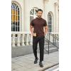 COOFANDY Mens Mock Turtleneck Shirts Casual Premium Cotton Short Sleeve Shirt Basic Half Neck T-Shirts(Brown)
