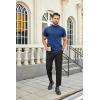 COOFANDY Mens Mock Turtleneck Shirts Casual Premium Cotton Short Sleeve Shirt Basic Half Neck T-Shirts(Dark Blue)