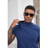 COOFANDY Mens Mock Turtleneck Shirts Casual Premium Cotton Short Sleeve Shirt Basic Half Neck T-Shirts(Dark Blue)