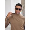 COOFANDY Mens Mock Turtleneck Shirts Casual Premium Cotton Short Sleeve Shirt Basic Half Neck T-Shirts(Khaki)