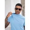 COOFANDY Mens Mock Turtleneck Shirts Casual Premium Cotton Short Sleeve Shirt Basic Half Neck T-Shirts(Light Blue)