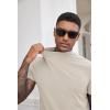 COOFANDY Mens Mock Turtleneck Shirts Casual Premium Cotton Short Sleeve Shirt Basic Half Neck T-Shirts(Light Khaki)