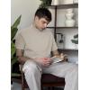 COOFANDY Mens Mock Turtleneck Shirts Casual Premium Cotton Short Sleeve Shirt Basic Half Neck T-Shirts(Light Khaki)