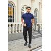 COOFANDY Mens Mock Turtleneck Shirts Casual Premium Cotton Short Sleeve Shirt Basic Half Neck T-Shirts(Navy Blue)