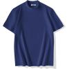 COOFANDY Mens Mock Turtleneck Shirts Casual Premium Cotton Short Sleeve Shirt Basic Half Neck T-Shirts(Navy Blue)