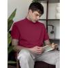COOFANDY Mens Mock Turtleneck Shirts Casual Premium Cotton Short Sleeve Shirt Basic Half Neck T-Shirts(Red)
