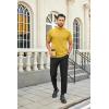 COOFANDY Mens Mock Turtleneck Shirts Casual Premium Cotton Short Sleeve Shirt Basic Half Neck T-Shirts(Yellow)
