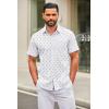 COOFANDY Mens Short Sleeve Button Down Shirts Casual Dress Shirt Untucked Shirts with Pocket(White Airplane Pattern)
