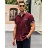 COOFANDY Mens Short Sleeve Button Down Shirts Casual Wrinkle Free Dress Shirt Plaid Collar Summer Shirts(Wine Red)