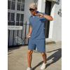 COOFANDY Mens Tracksuit Casual 2 Piece Quarter Zip Polo Shirt and Shorts Set Athletic Jogging Sports Outfits(Blue)