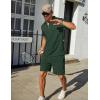 COOFANDY Mens Tracksuit Casual 2 Piece Quarter Zip Polo Shirt and Shorts Set Athletic Jogging Sports Outfits(Dark Green)