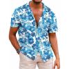 COOFANDY Mens Hawaiian Shirt Short Sleeve Buttoon Down Shirts Casual Tropical Floral Summer Linen Shirts(Ocean Blue Tropic)
