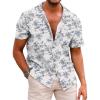 COOFANDY Mens Hawaiian Shirt Short Sleeve Buttoon Down Shirts Casual Tropical Floral Summer Linen Shirts(Vintage Palm Blue)