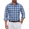 COOFANDY Men’s Long Sleeve Plaid Button Down Cotton Wrinkle Free Dress Shirt(Blue Green Plaid)