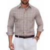 COOFANDY Men’s Long Sleeve Plaid Button Down Cotton Wrinkle Free Dress Shirt(Khaki Plaid)