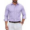 COOFANDY Men’s Long Sleeve Plaid Button Down Cotton Wrinkle Free Dress Shirt(Light Purple Plaid)