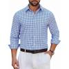 COOFANDY Men’s Long Sleeve Plaid Button Down Cotton Wrinkle Free Dress Shirt(White Deep Blue Plaid)