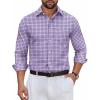 COOFANDY Men’s Long Sleeve Plaid Button Down Cotton Wrinkle Free Dress Shirt(White Red Plaid)