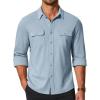 COOFANDY Mens Long Sleeve Shirts Casual Button Down Shirt Wrinkle Free Dress Shirt with Pocket(Clear Blue)