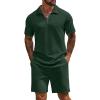 COOFANDY Mens Tracksuit Casual 2 Piece Quarter Zip Polo Shirt and Shorts Set Athletic Jogging Sports Outfits(Dark Green)