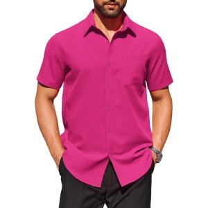 COOFANDY Mens Short Sleeve Dress Shirts Wrinkle Free Button Down Shirts Stain Shield Shirts with Pocket