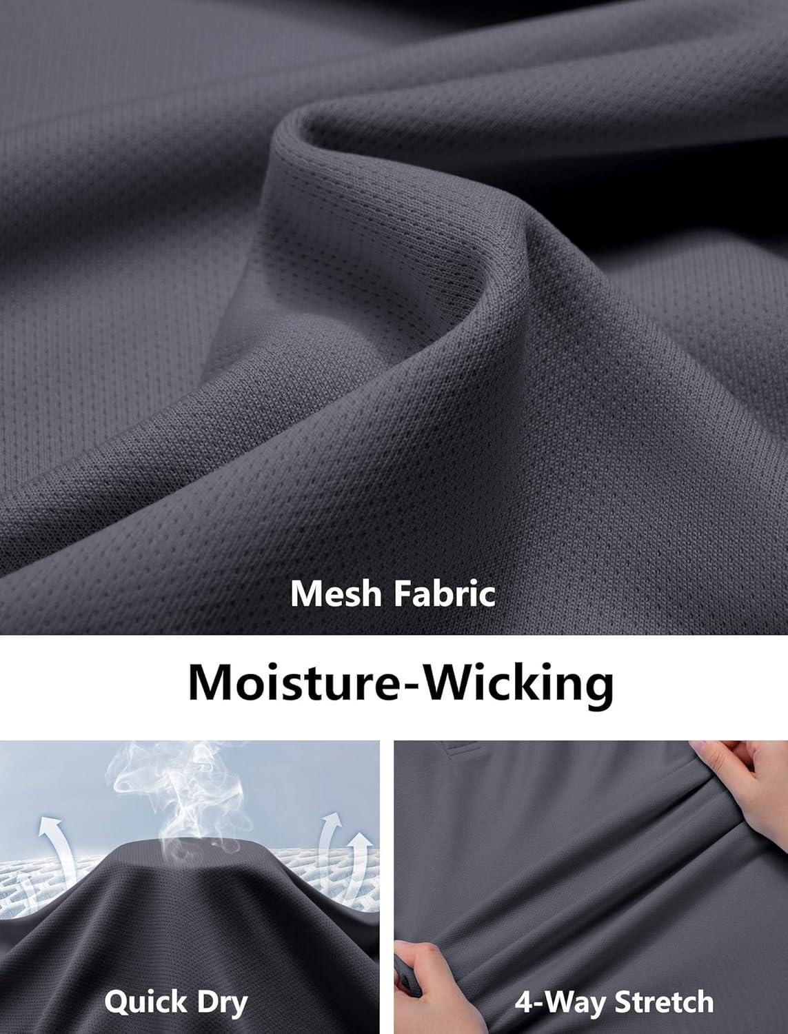 imageCOOFANDY Mens Golf Polo Shirts Short Sleeve Quick Dry Moisture Wicking Performance Collared Golf Shirt for MenDark Grey