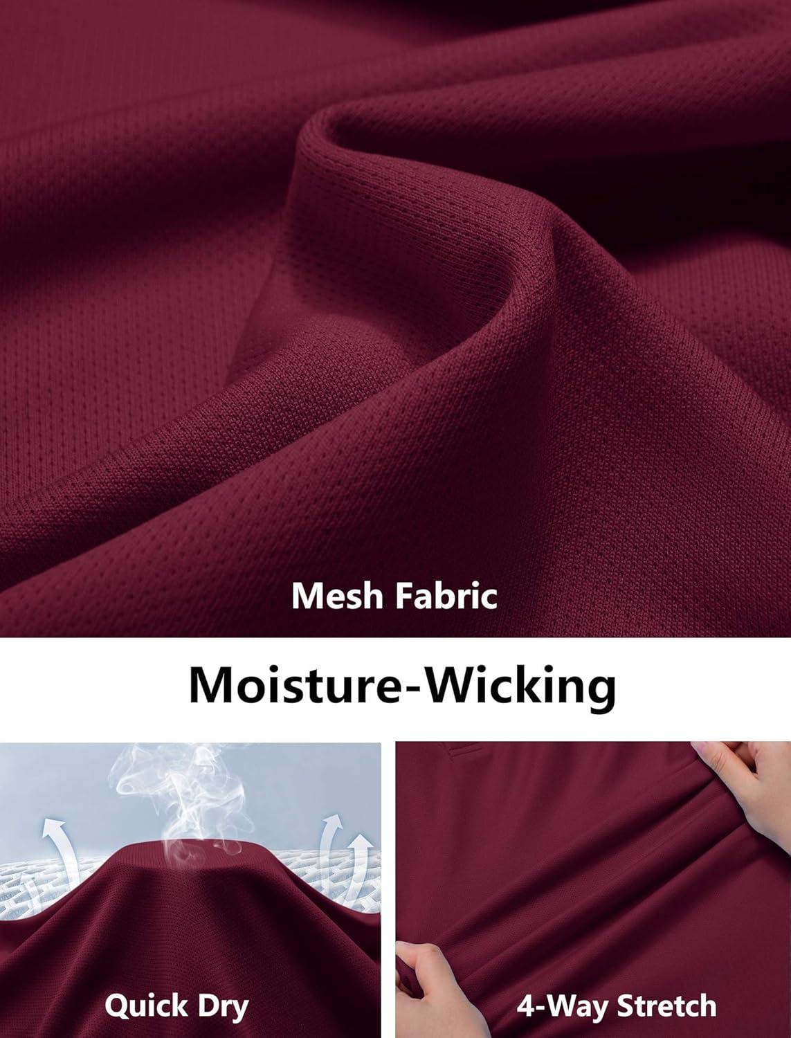 imageCOOFANDY Mens Golf Polo Shirts Short Sleeve Quick Dry Moisture Wicking Performance Collared Golf Shirt for MenDark Red