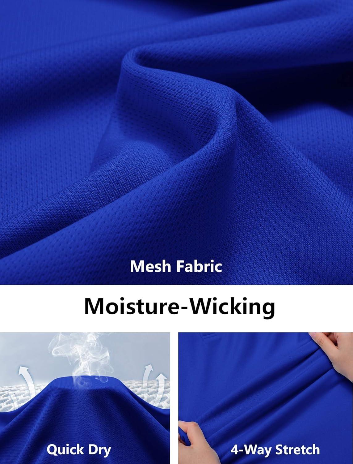 imageCOOFANDY Mens Golf Polo Shirts Short Sleeve Quick Dry Moisture Wicking Performance Collared Golf Shirt for MenTrue Blue