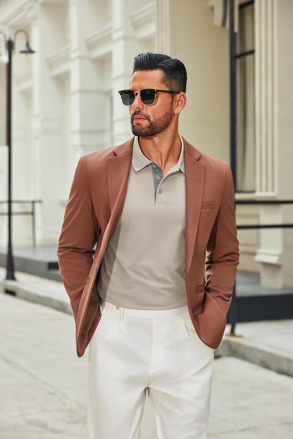 imageCOOFANDY Mens Long Sleeve Polo Shirts Cotton Collared Shirts Casual Business Polo Classic Golf T ShirtsLight Khaki