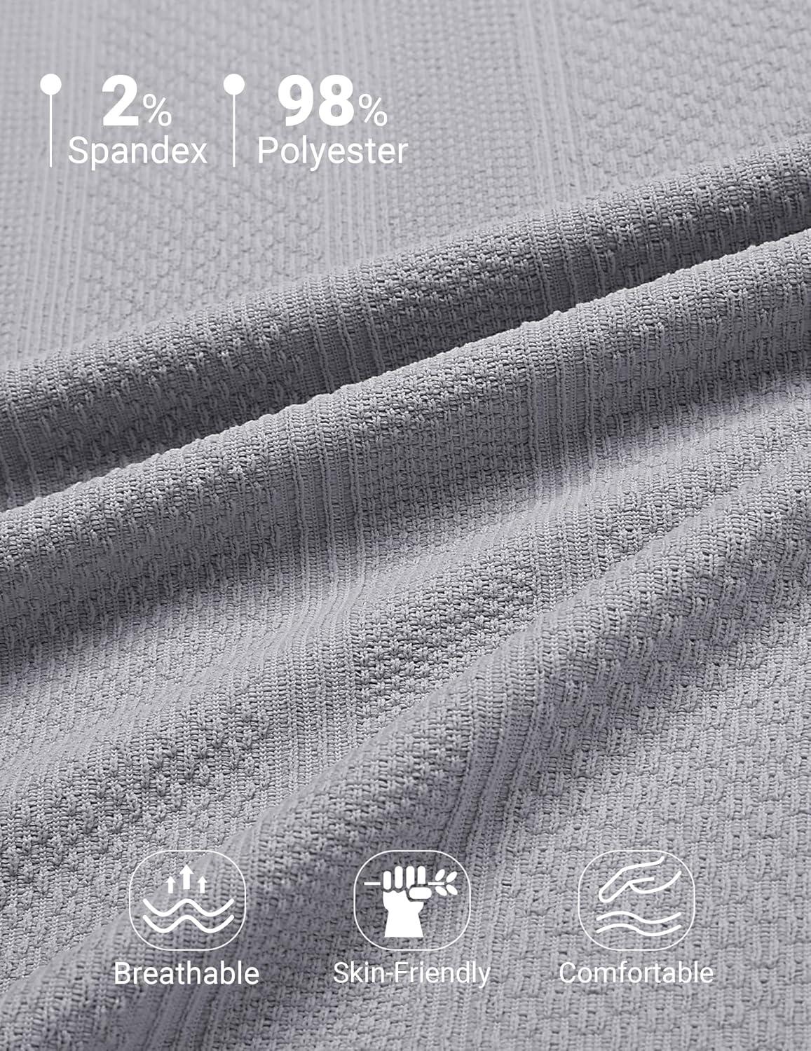 imageCOOFANDY Mens Polo Shirts Short Sleeve Casual Knit Textured Polo Shirt Summer Collared TShirtLight Grey