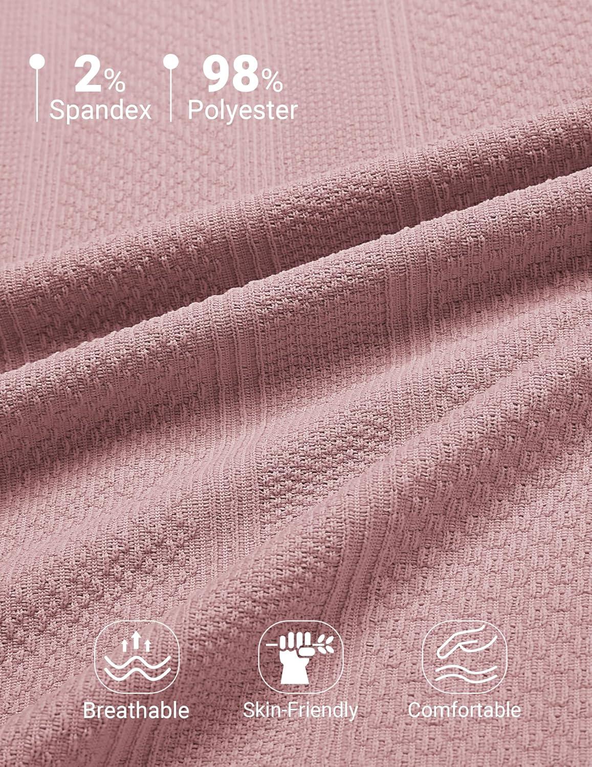 imageCOOFANDY Mens Polo Shirts Short Sleeve Casual Knit Textured Polo Shirt Summer Collared TShirtPink