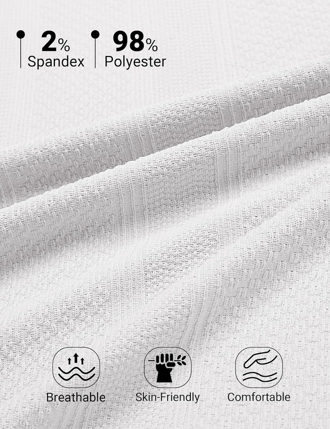 imageCOOFANDY Mens Polo Shirts Short Sleeve Casual Knit Textured Polo Shirt Summer Collared TShirtWhite