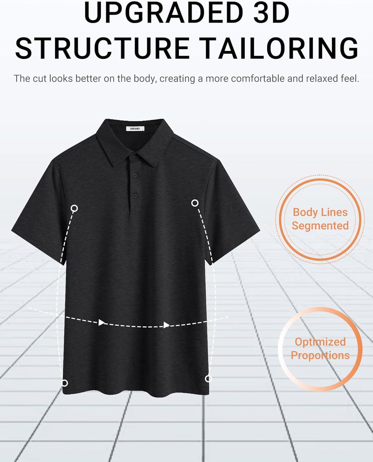 imageCOOFANDY Mens Polo Shirts Short Sleeve Casual Summer Polo Tee Classic Collared Golf Stylish Tops02black Solid