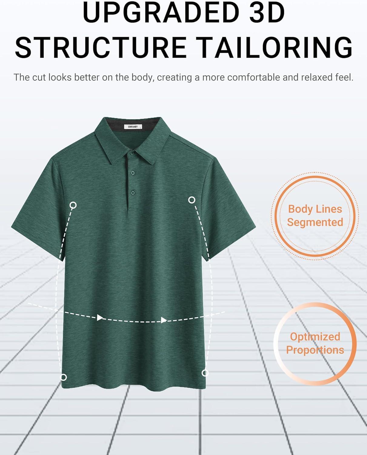 imageCOOFANDY Mens Polo Shirts Short Sleeve Casual Summer Polo Tee Classic Collared Golf Stylish TopsGreen