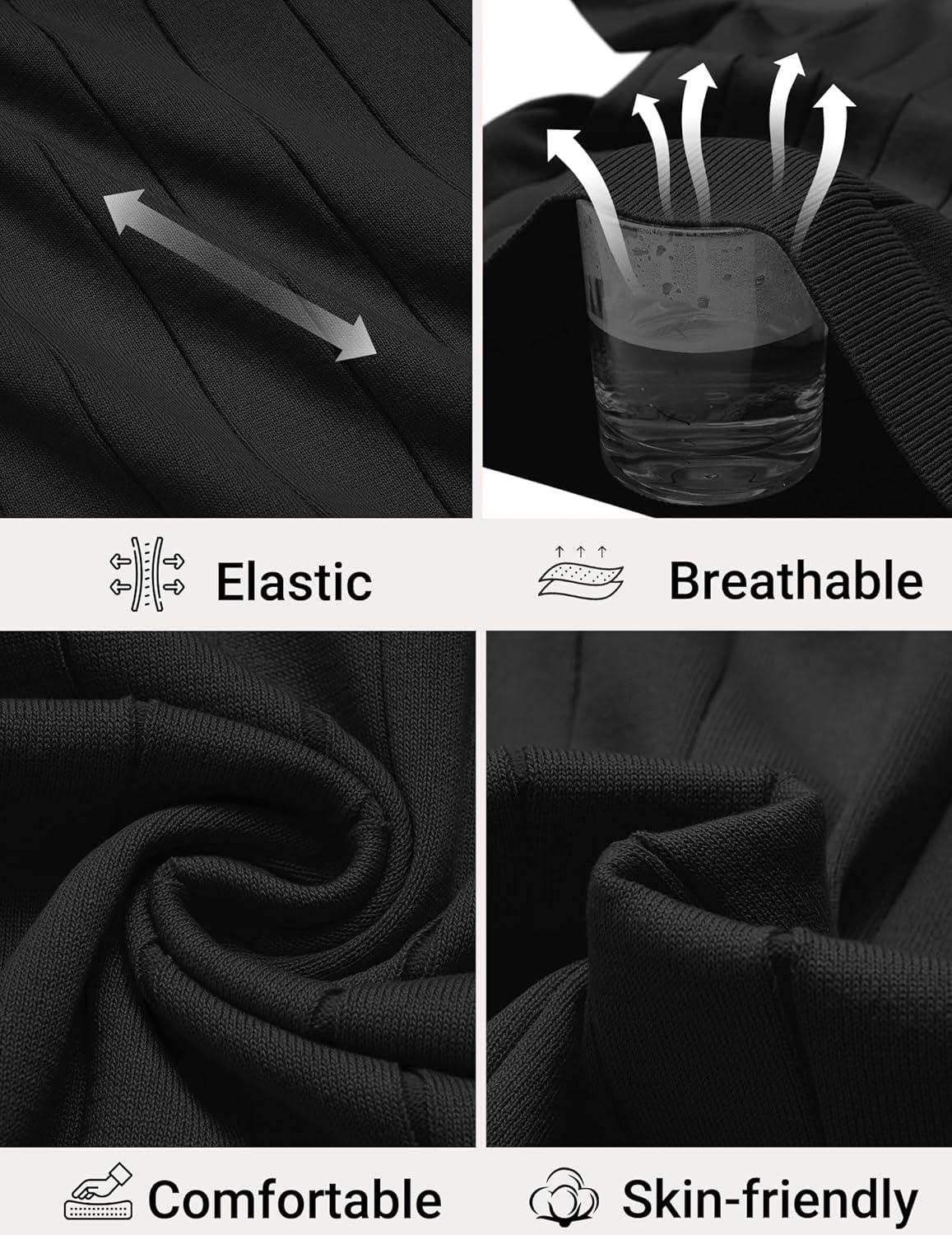 imageCOOFANDY Mens Polo Shirts Short Sleeve V Neck Knit Shirts for Men Casual Old Money Clothes Mens Golf ShirtBlack
