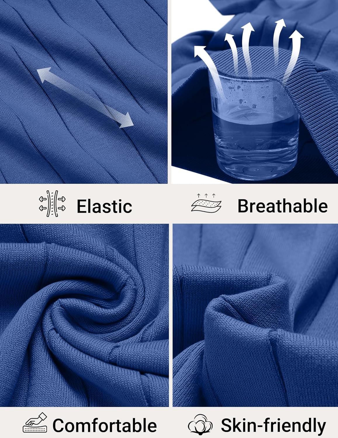 imageCOOFANDY Mens Polo Shirts Short Sleeve V Neck Knit Shirts for Men Casual Old Money Clothes Mens Golf ShirtBlue