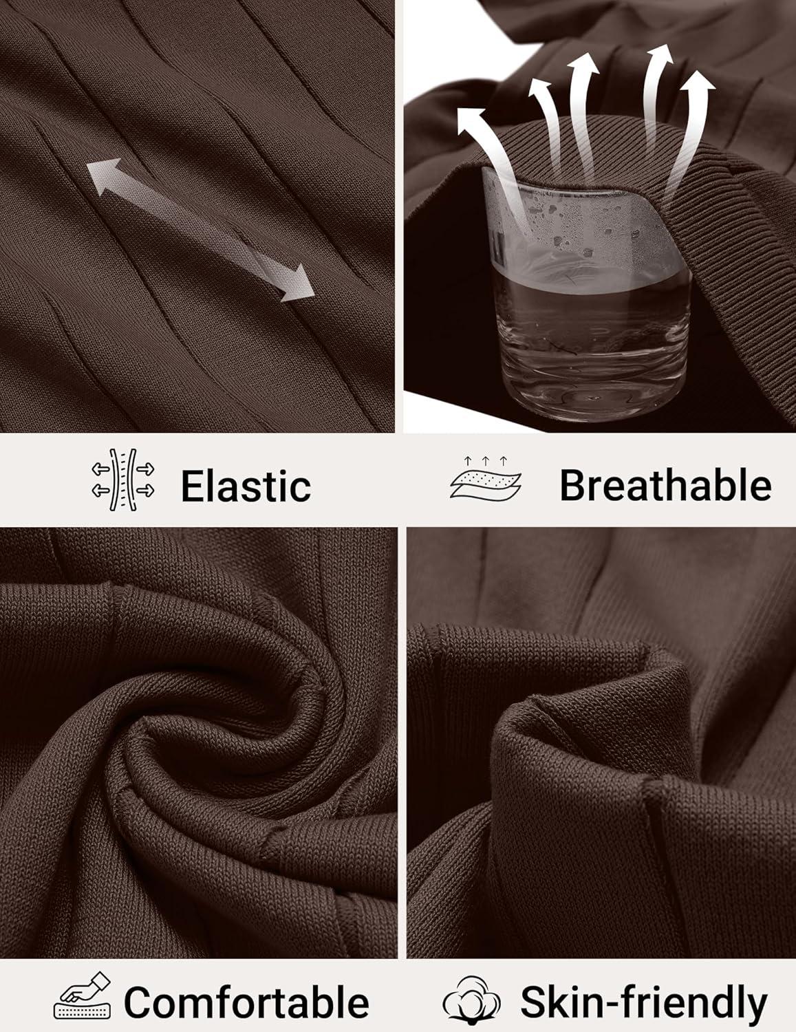 imageCOOFANDY Mens Polo Shirts Short Sleeve V Neck Knit Shirts for Men Casual Old Money Clothes Mens Golf ShirtBrown