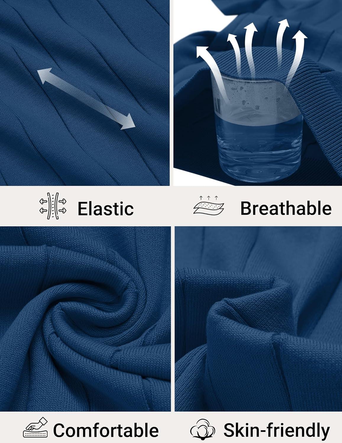 imageCOOFANDY Mens Polo Shirts Short Sleeve V Neck Knit Shirts for Men Casual Old Money Clothes Mens Golf ShirtLake Blue