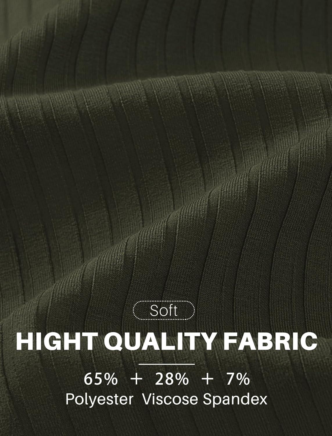 imageCOOFANDY Mens Ribbed Polo Shirts Short Sleeve V Neck Slim Fit Polo TShirt Casual Summer Collared Golf ShirtArmy Green
