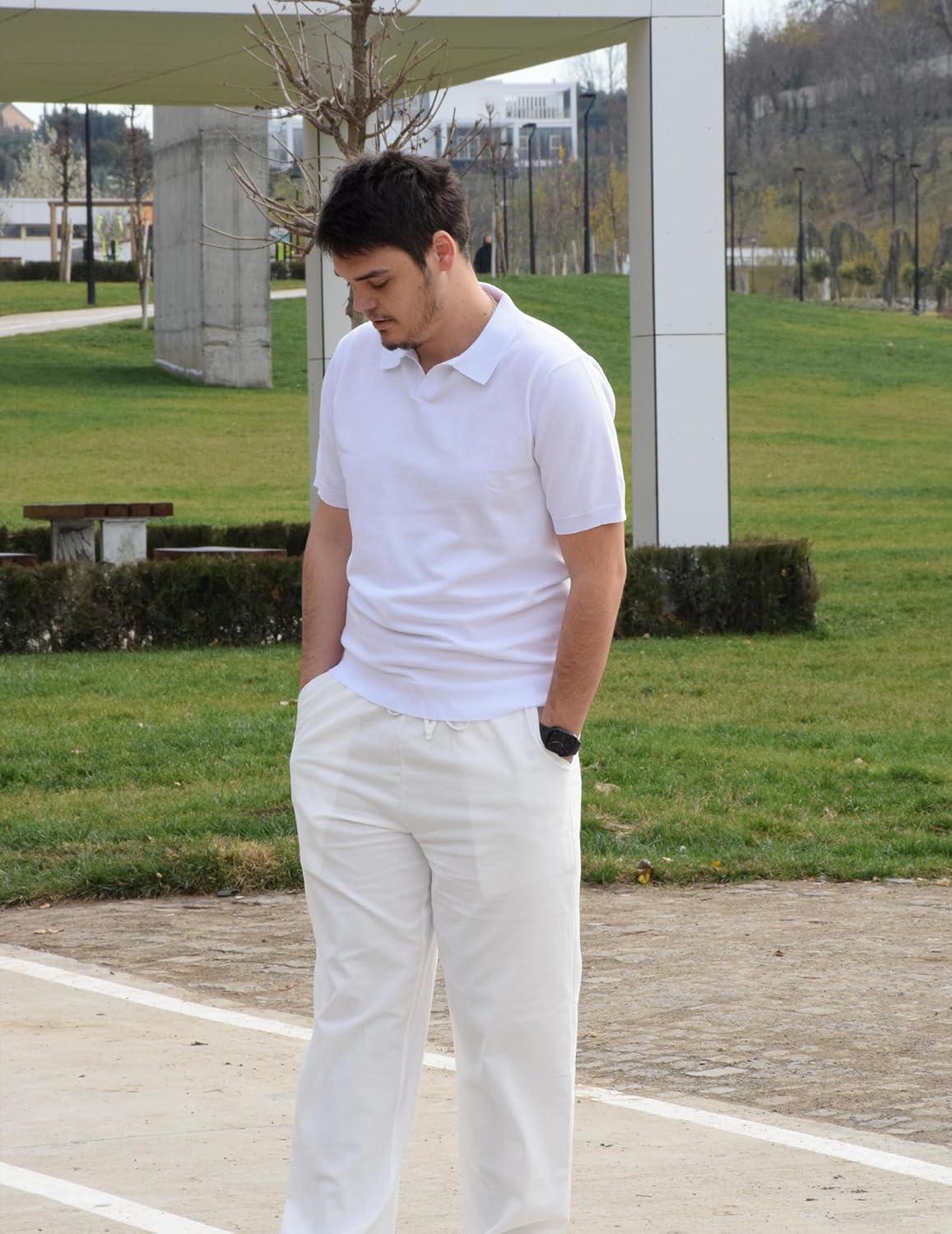 imageCOOFANDY Mens V Neck Short Sleeve Stretch Knit Polo ShirtWhite